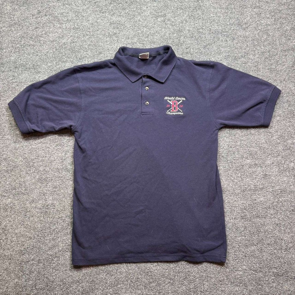 True Fan Boston Red Sox Polo Shirt Mens‎ M Navy World Series 2004 Champions MLB
